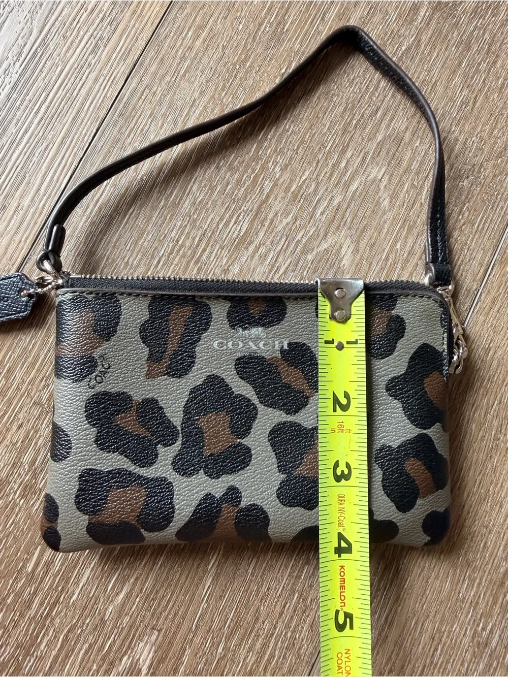 COACH Leopard-Print Leather Wristlet